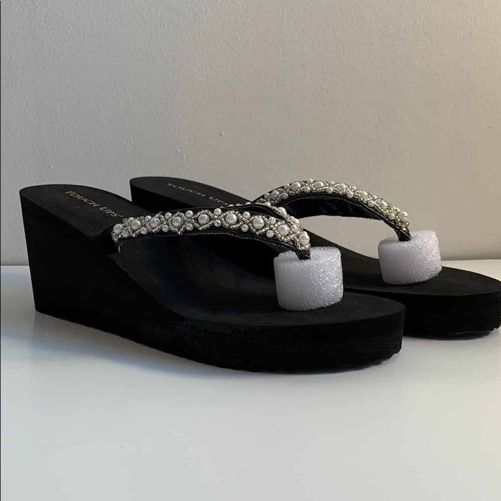 Black Platform Heals with Bead Details
